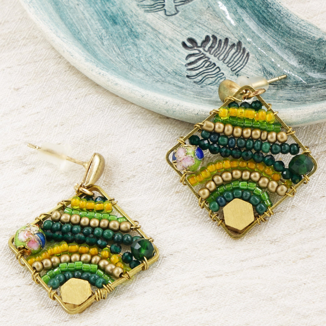 Boho Handwired Earrings - Forest - Verna Artisan Works