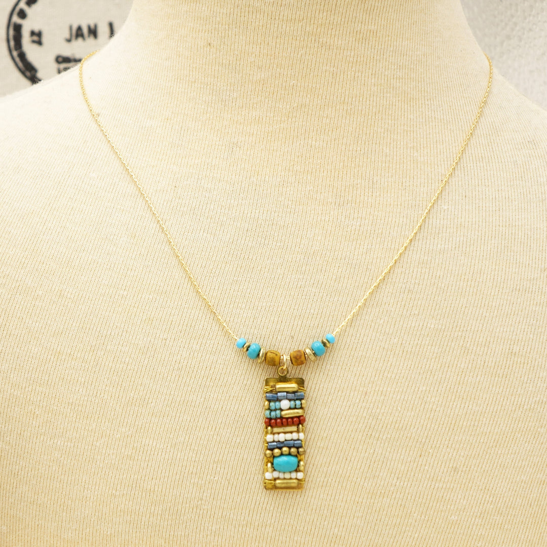 Boho Beaded Handwired Necklace