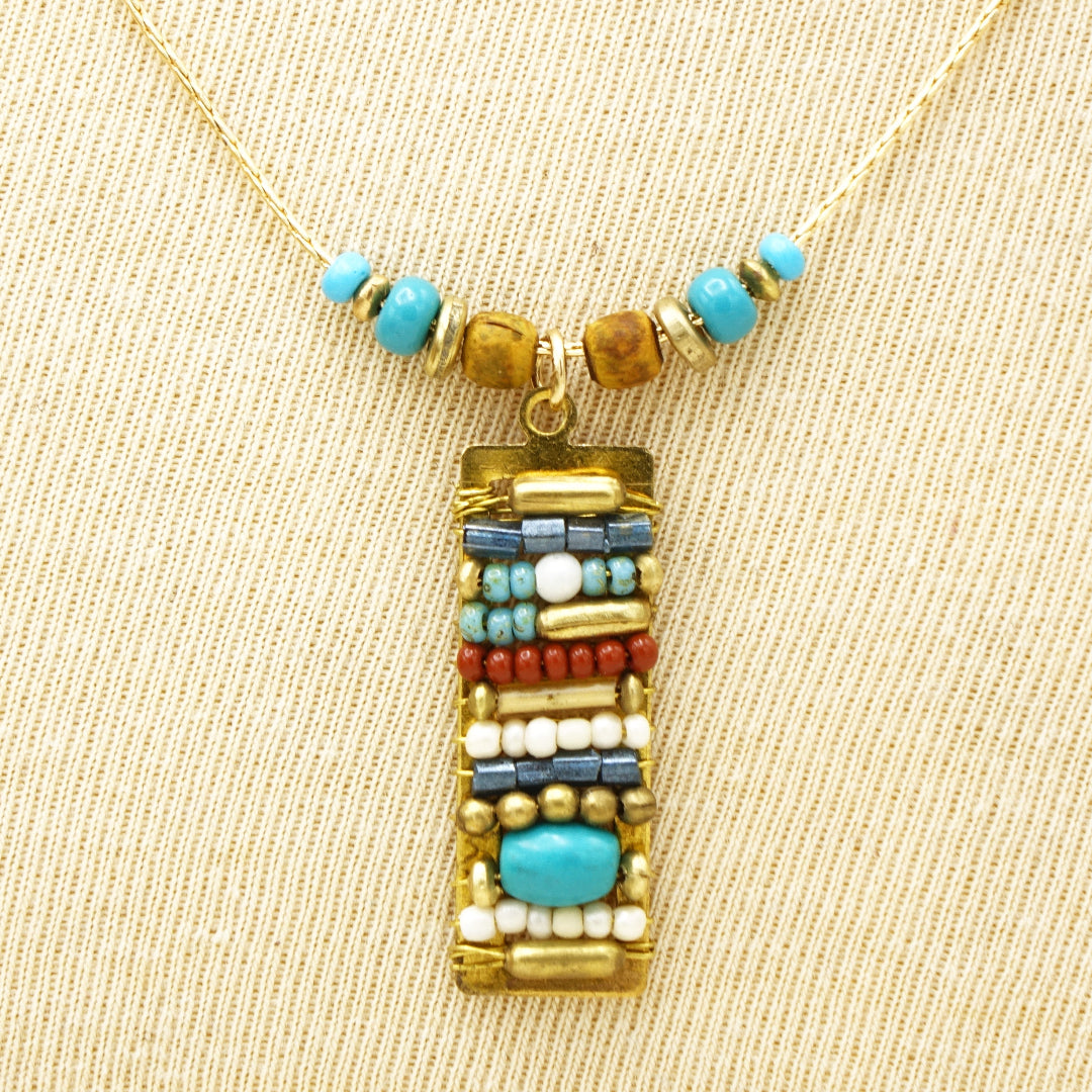 Boho Beaded Handwired Necklace