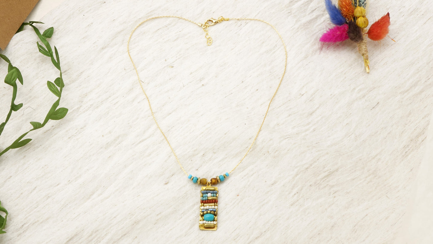 Boho Beaded Handwired Necklace