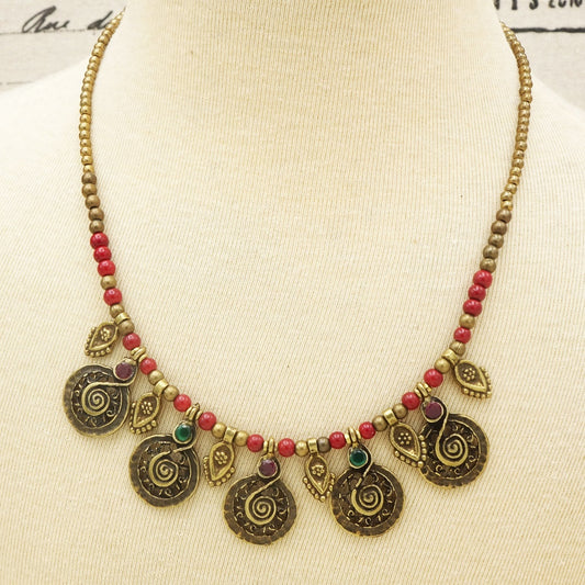 Boho Beaded Koru Necklace - Verna Artisan Works