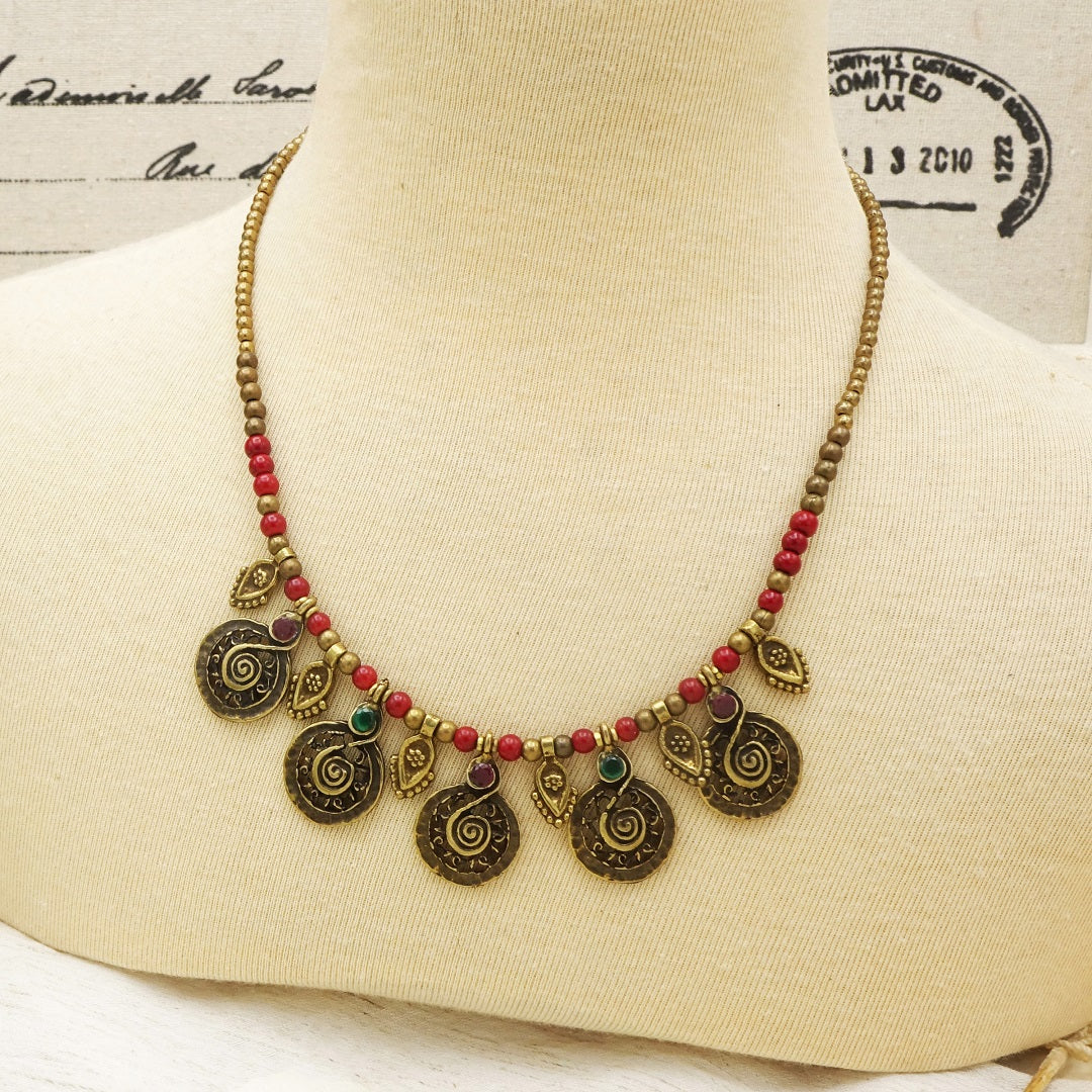 Boho Beaded Koru Necklace - Verna Artisan Works