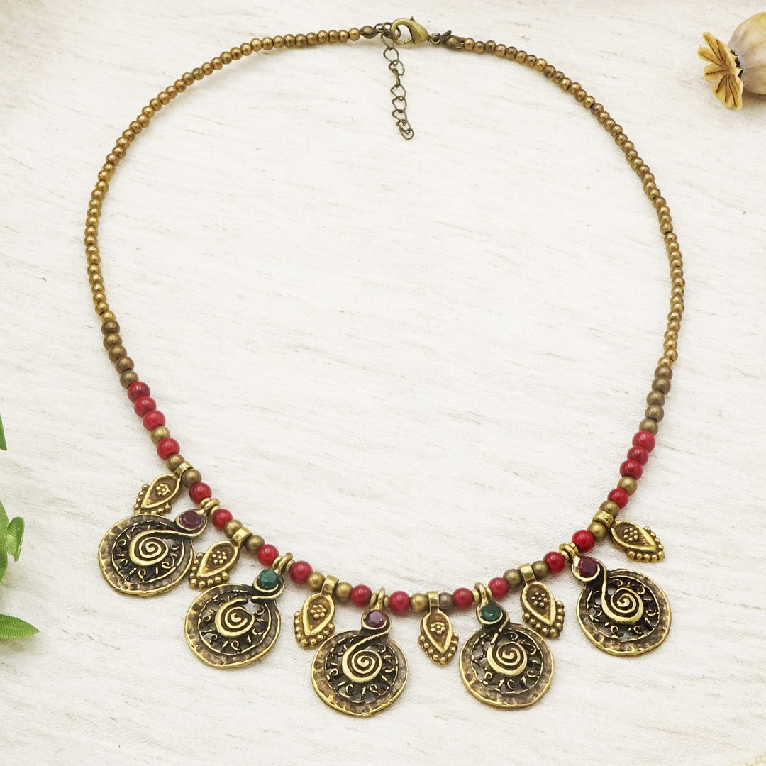 Boho Beaded Koru Necklace - Verna Artisan Works