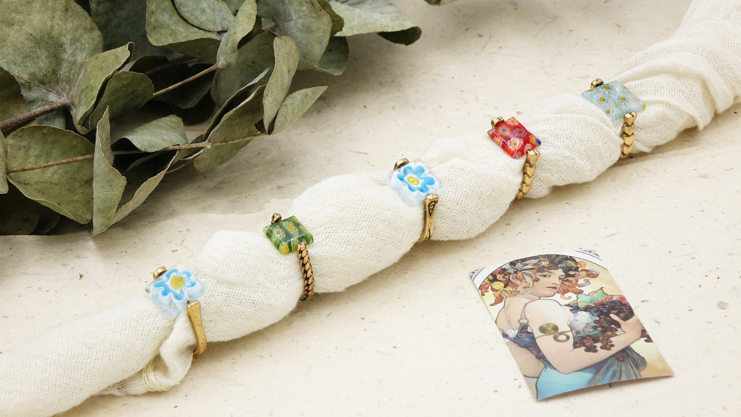 Murano-Style Millefiori Glass Rings | Wholesale Listing - Verna Artisan Works