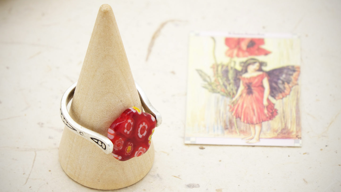 Murano-Style Millefiori Glass Flower Rings | Wholesale Listing