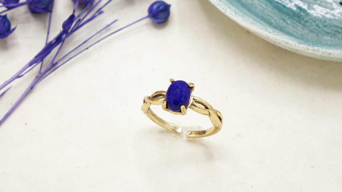 Lapis Lazuli Crystal Stone Ring - Verna Artisan Works