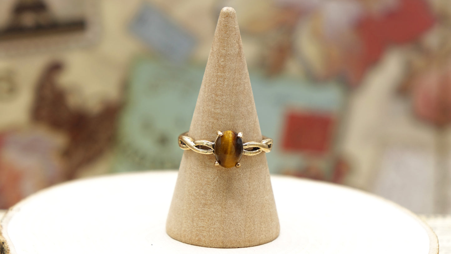 Tiger's Eye Crystal Stone Ring