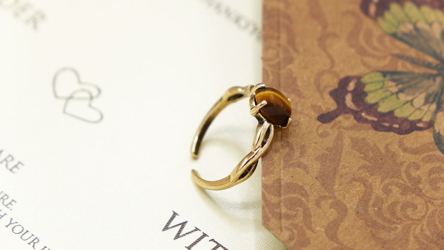 Tiger's Eye Crystal Stone Ring