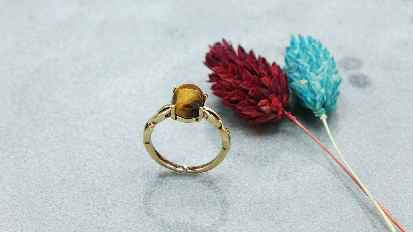 Tiger's Eye Crystal Stone Ring