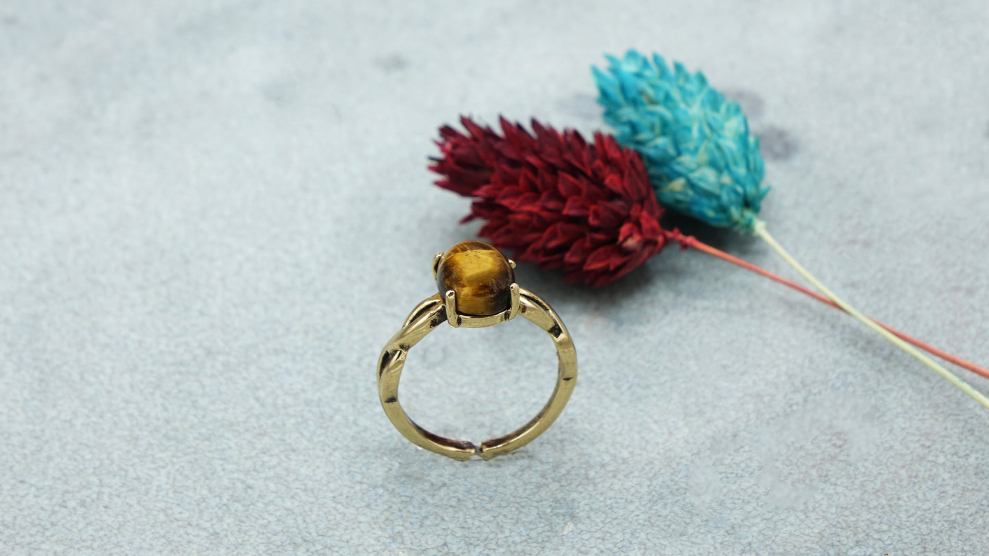 Tiger's Eye Crystal Stone Ring