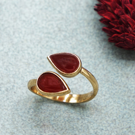 Double Agate Crystal Stone Ring