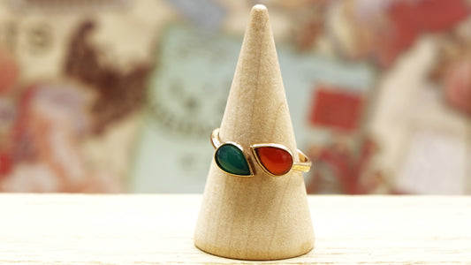 Red and Green Agate Crystal Stone Ring