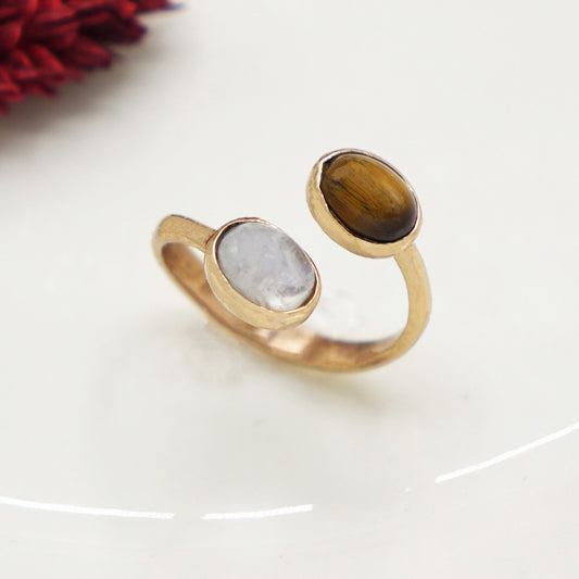 Tiger's Eye & Moonstone Gemstone Ring