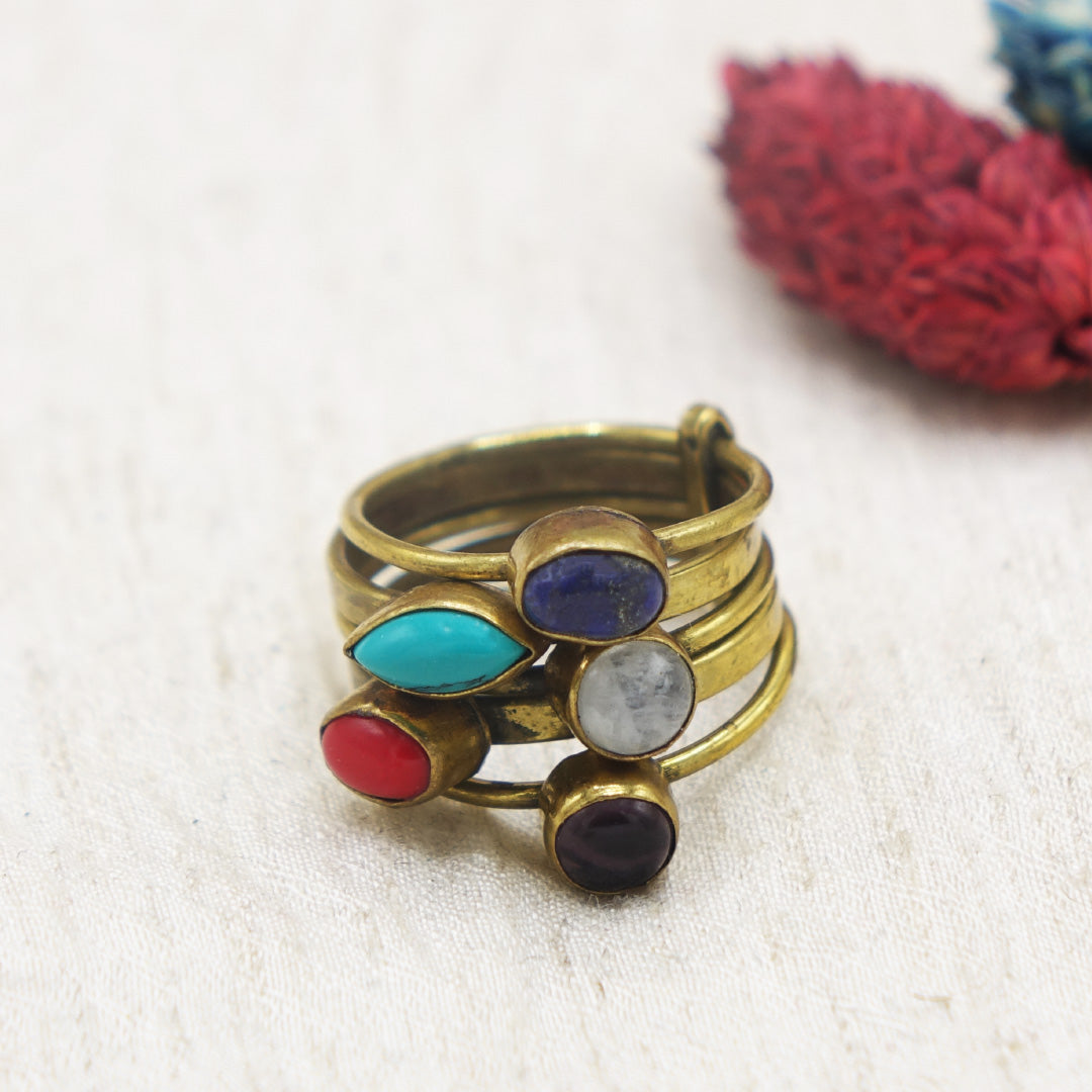 Handcrafted Multi-Gemstone Ring - Verna Artisan Works