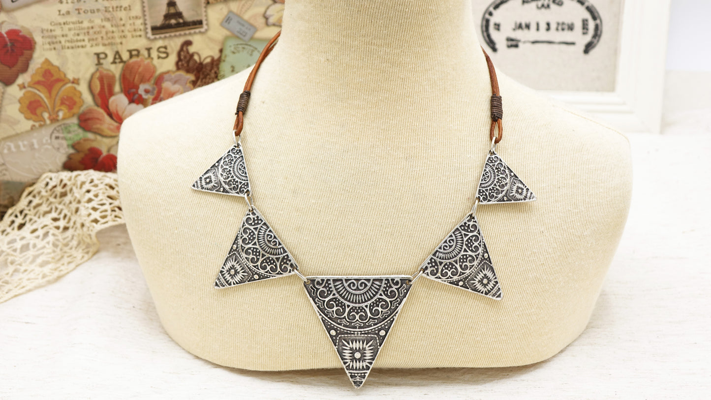 Antique Silver Statement Necklace - Verna Artisan Works