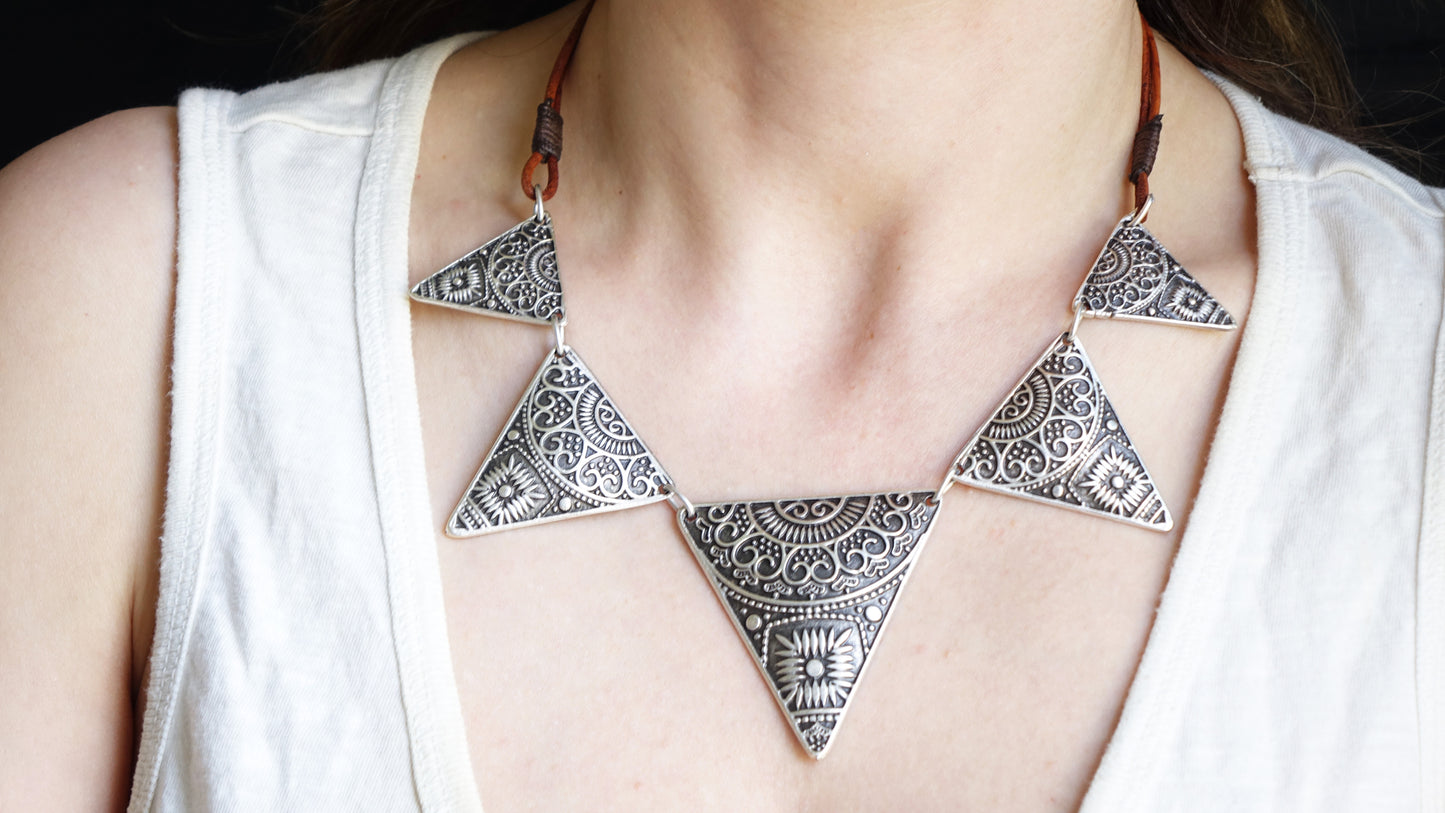Antique Silver Statement Necklace - Verna Artisan Works