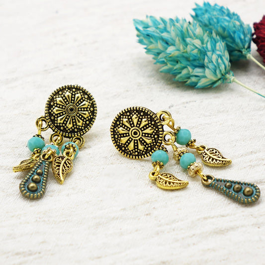 Boho Beaded Leaf Earring