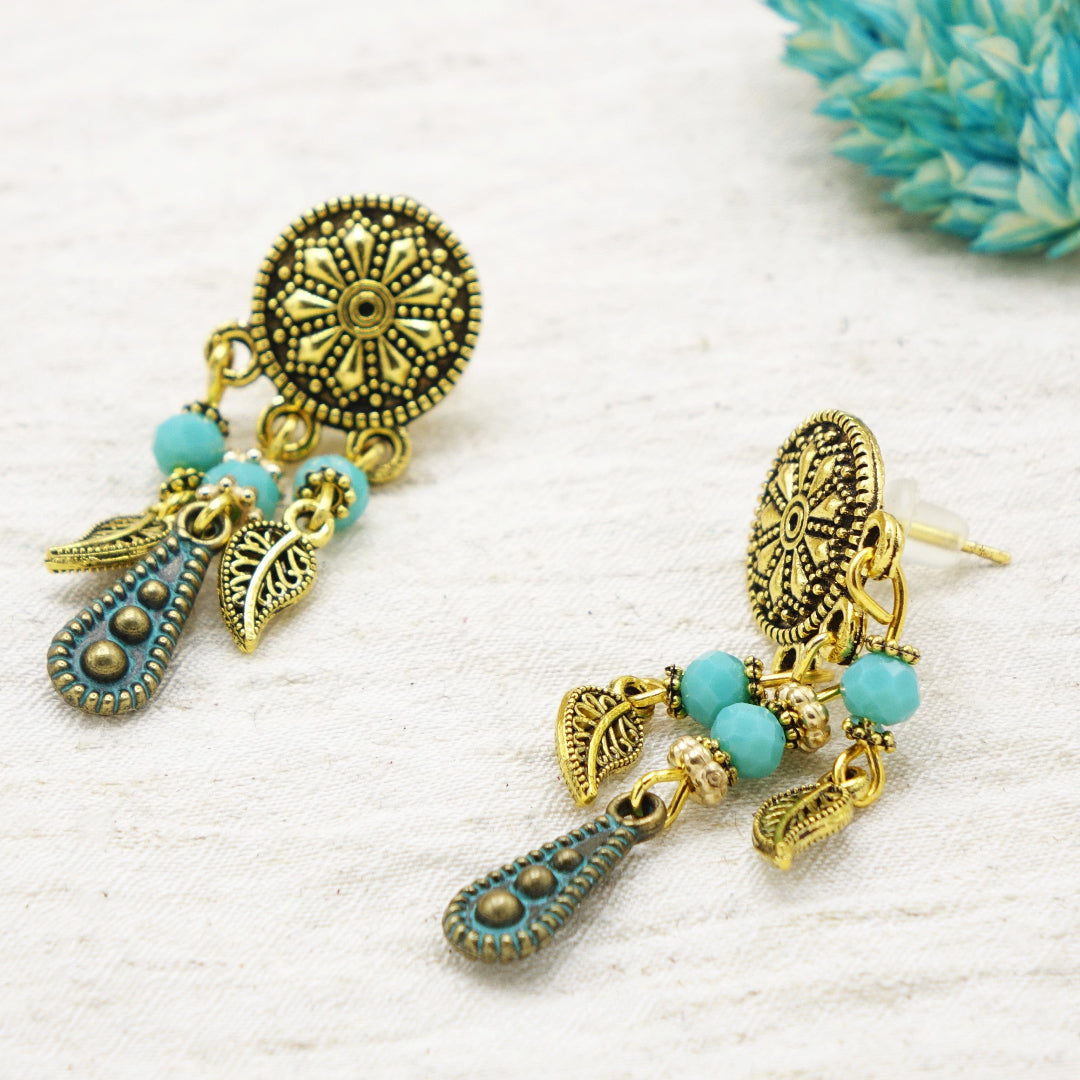 Boho Beaded Leaf Earring