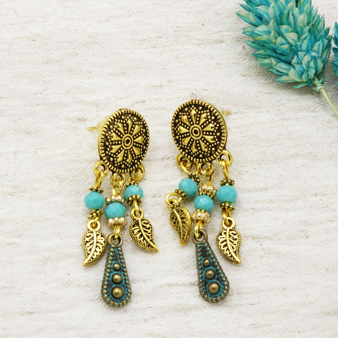 Boho Beaded Leaf Earring