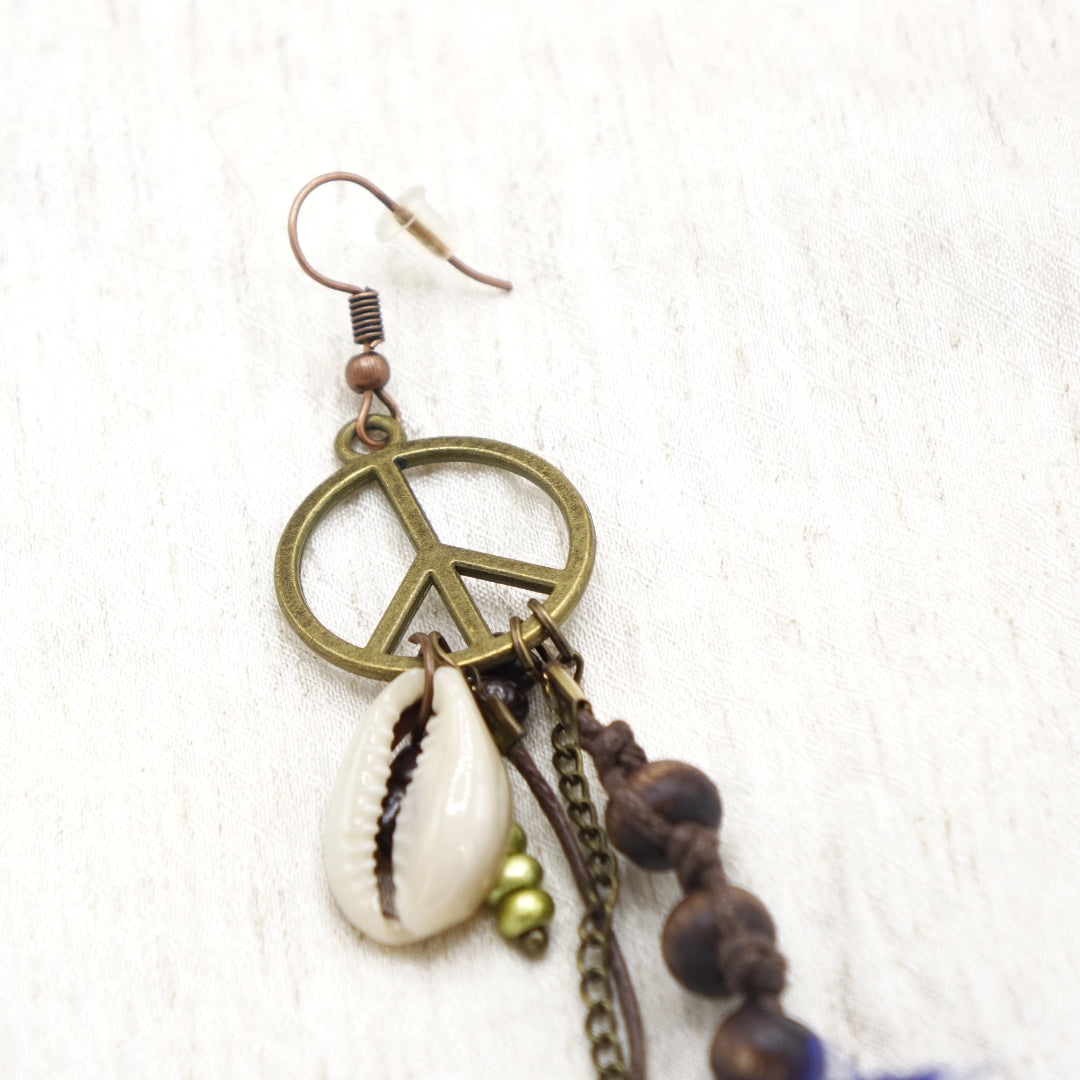 Boho Feather Earrings - Deep Blue