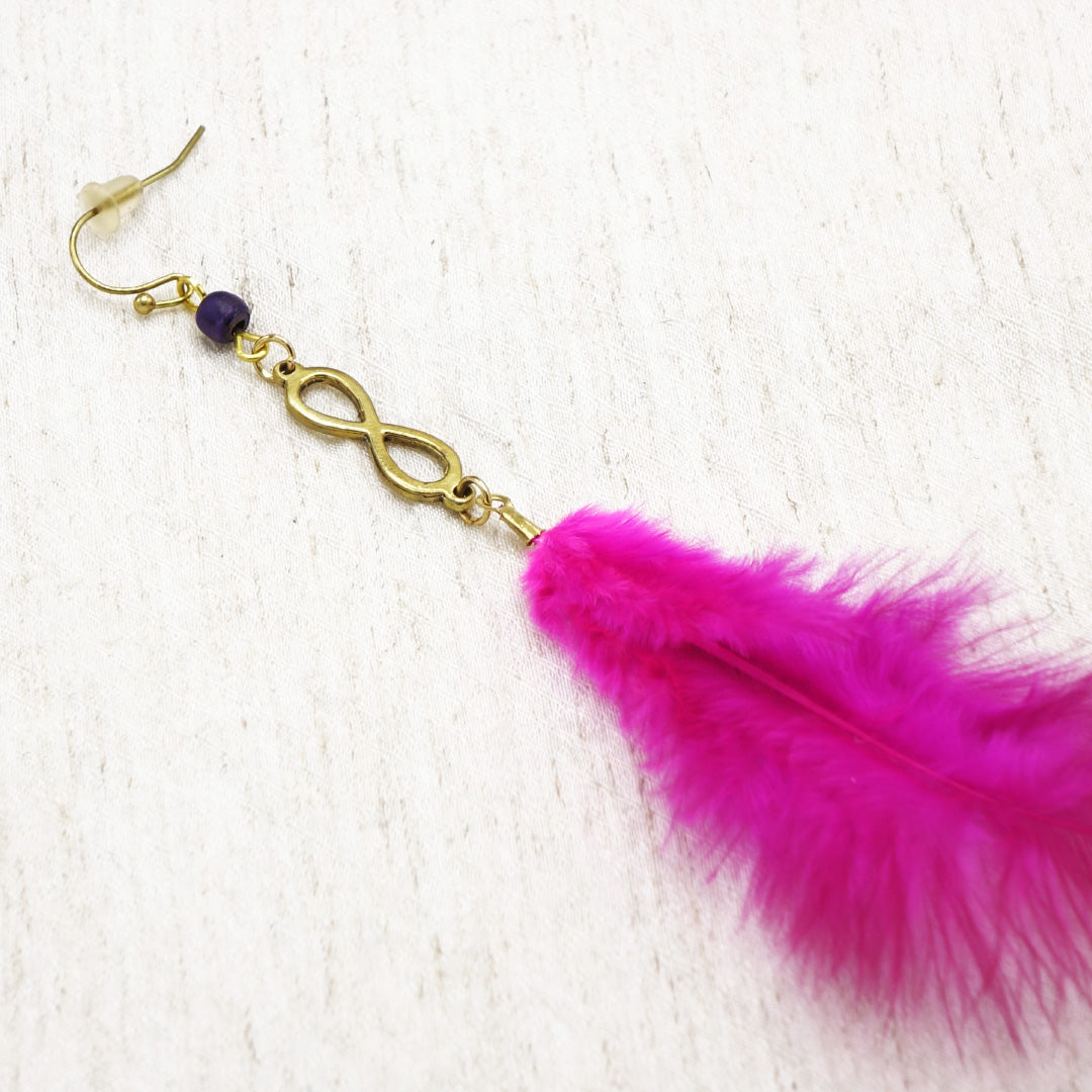 Handcrafted bohemian joyful feather earrings
