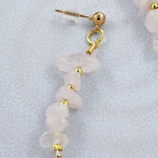 Rose Quartz Crystal Stone Earrings