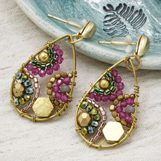 Boho Handwired Earrings - Burgundy - Verna Artisan Works