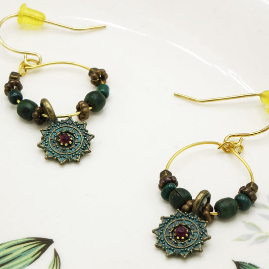 Boho Drop Earrings - Deep Teal