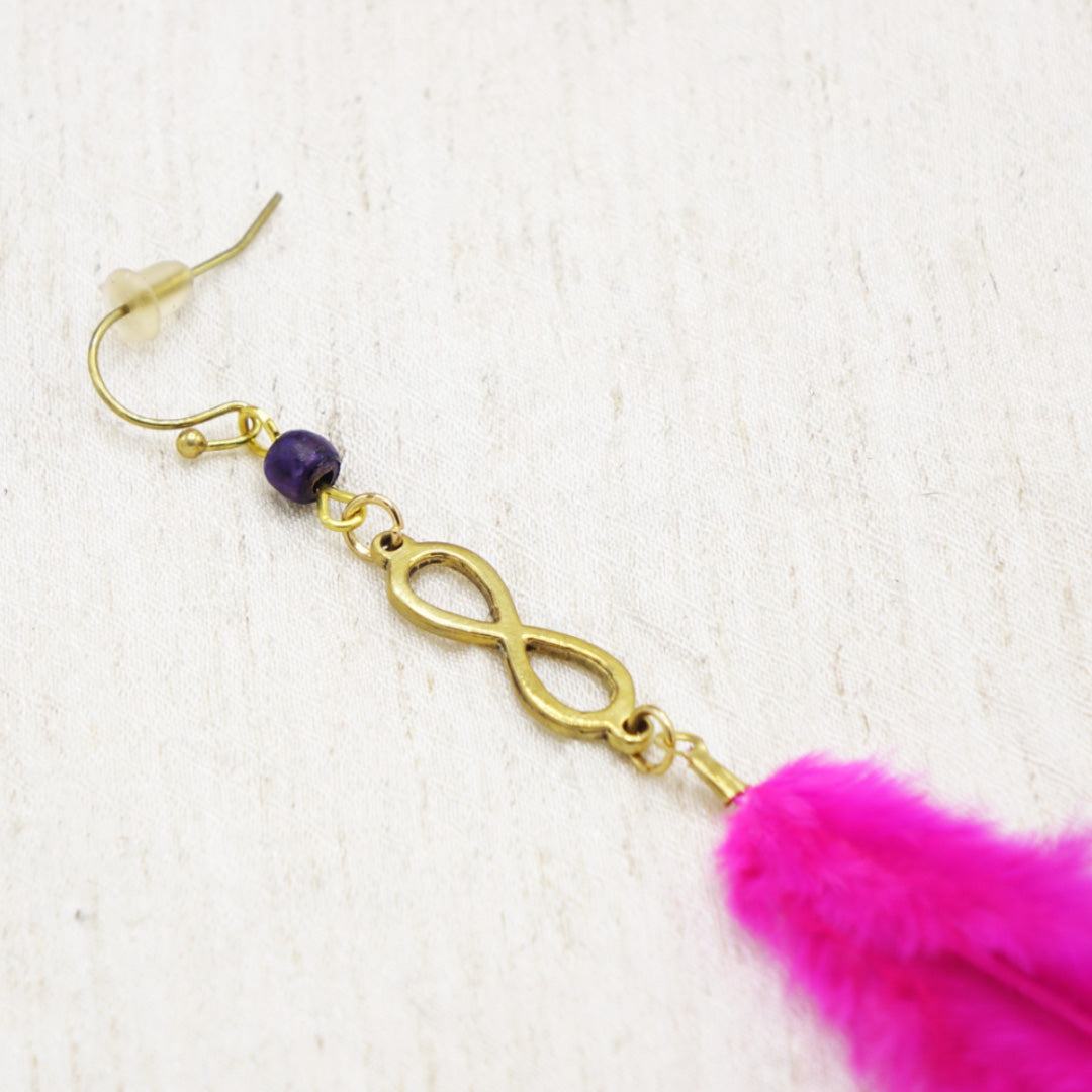 Handcrafted bohemian joyful feather earrings