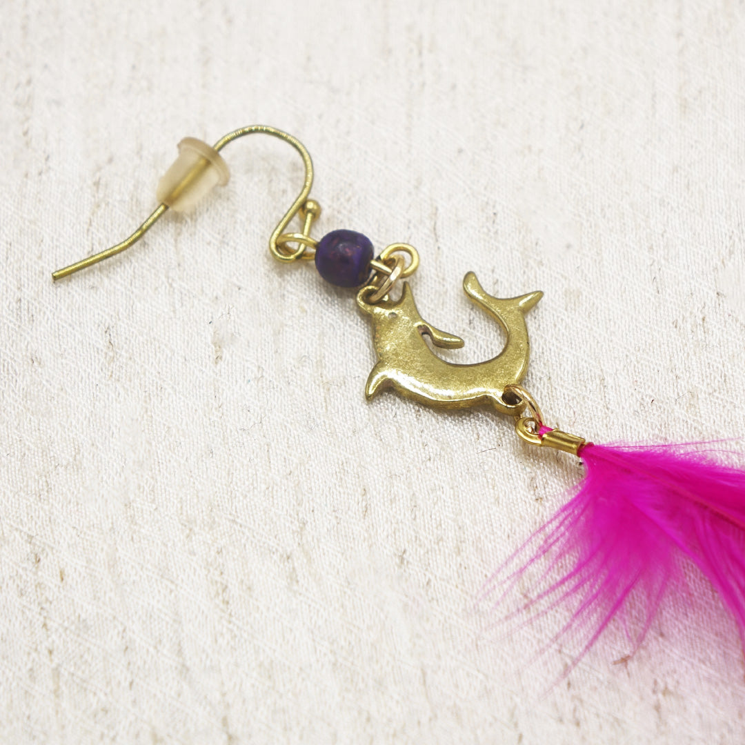 Handcrafted bohemian joyful feather earrings