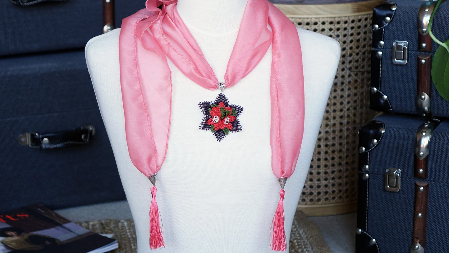 Needle Lace Flower Scarf - Verna Artisan Works