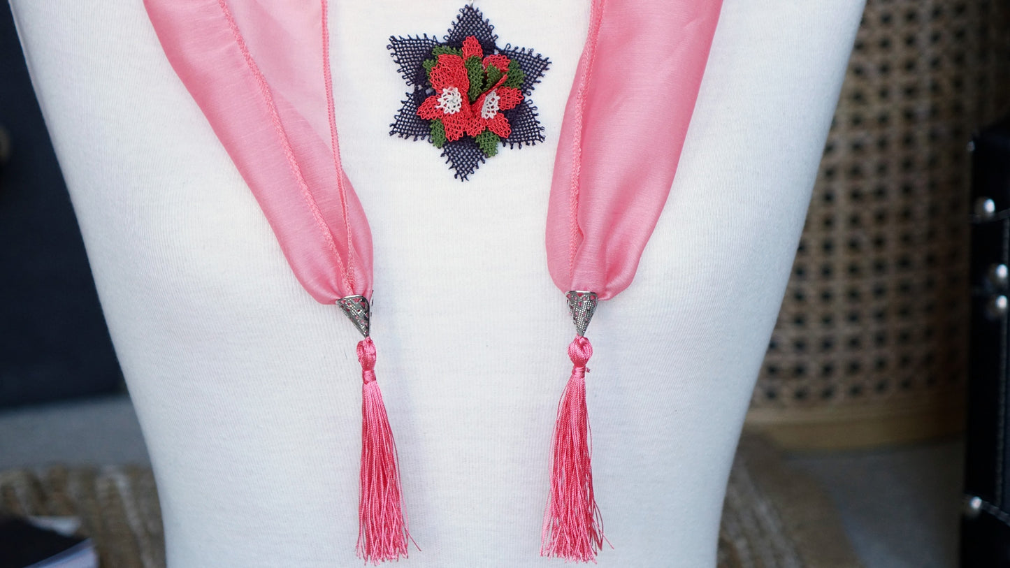 Needle Lace Flower Scarf - Verna Artisan Works