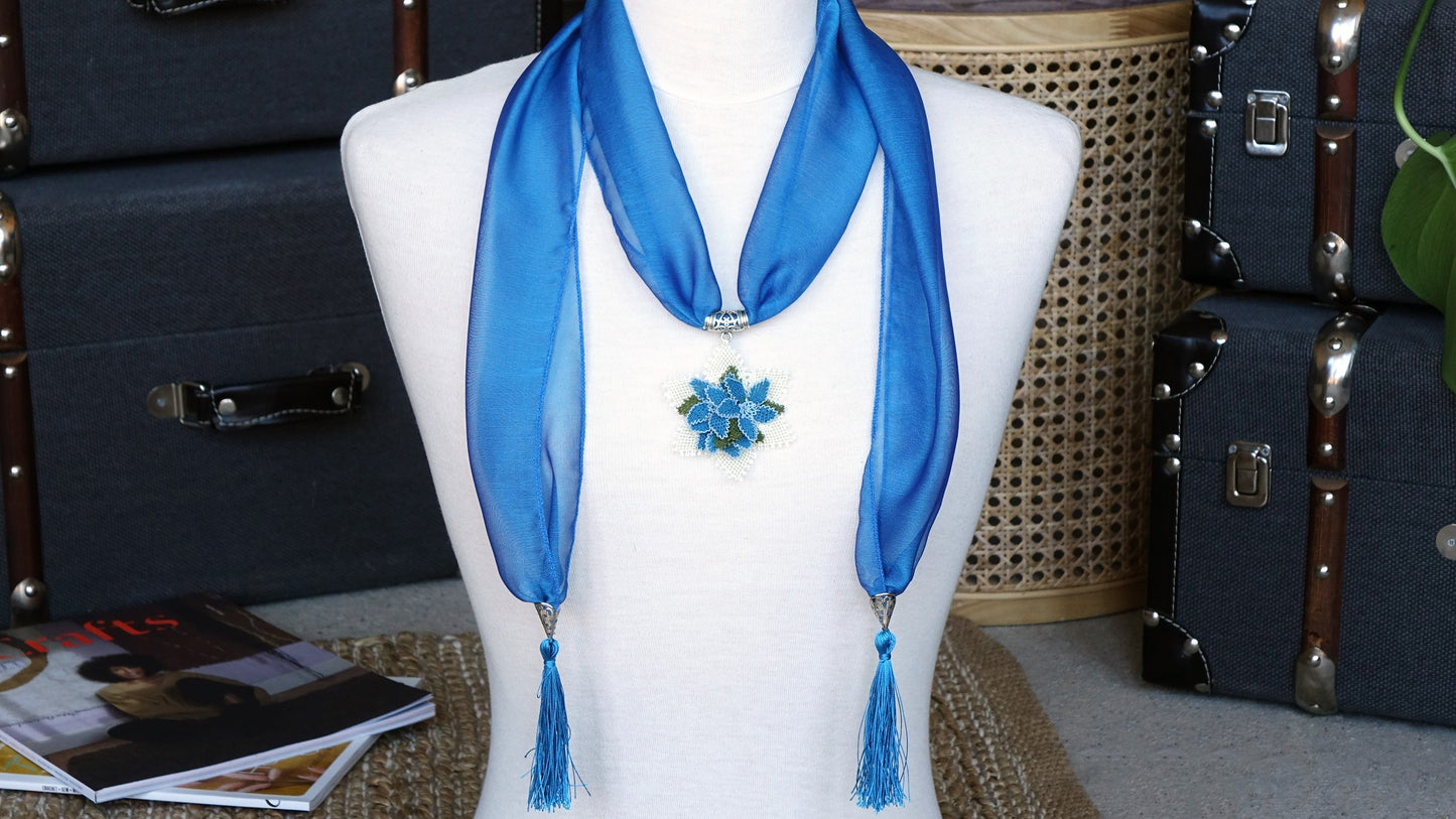 Needle Lace Flower Scarf - Verna Artisan Works