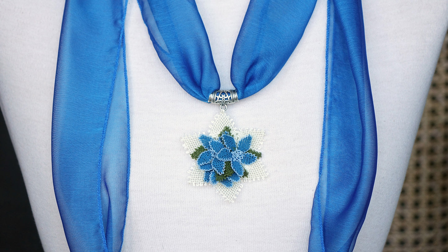Needle Lace Flower Scarf - Verna Artisan Works