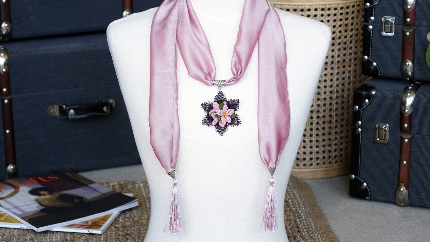 Needle Lace Flower Scarf - Verna Artisan Works