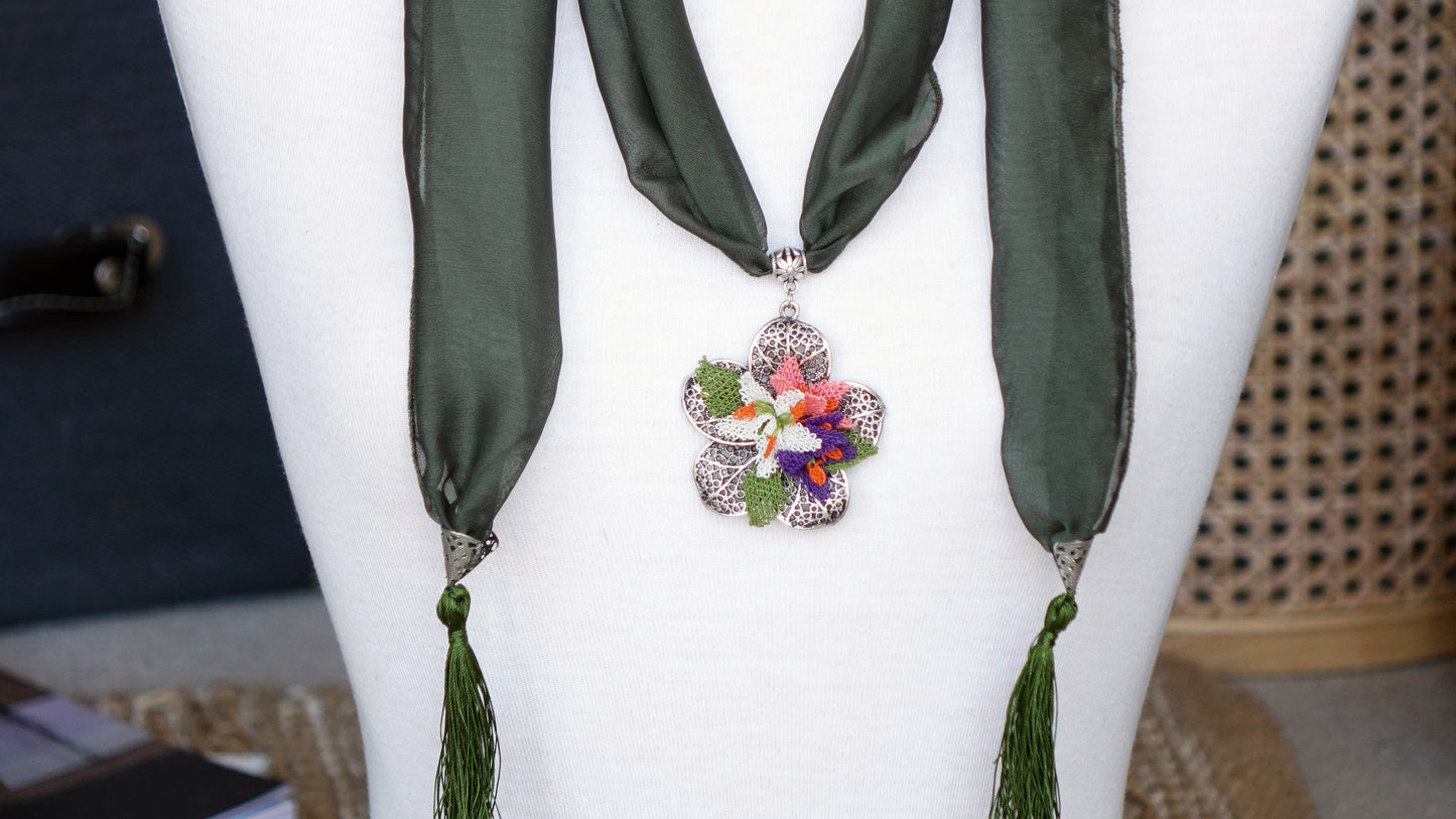 eedle Lace Flower Scarf - Verna Artisan Works