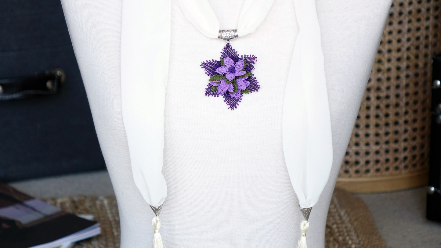 Needle Lace Flower Scarf - Verna Artisan Works