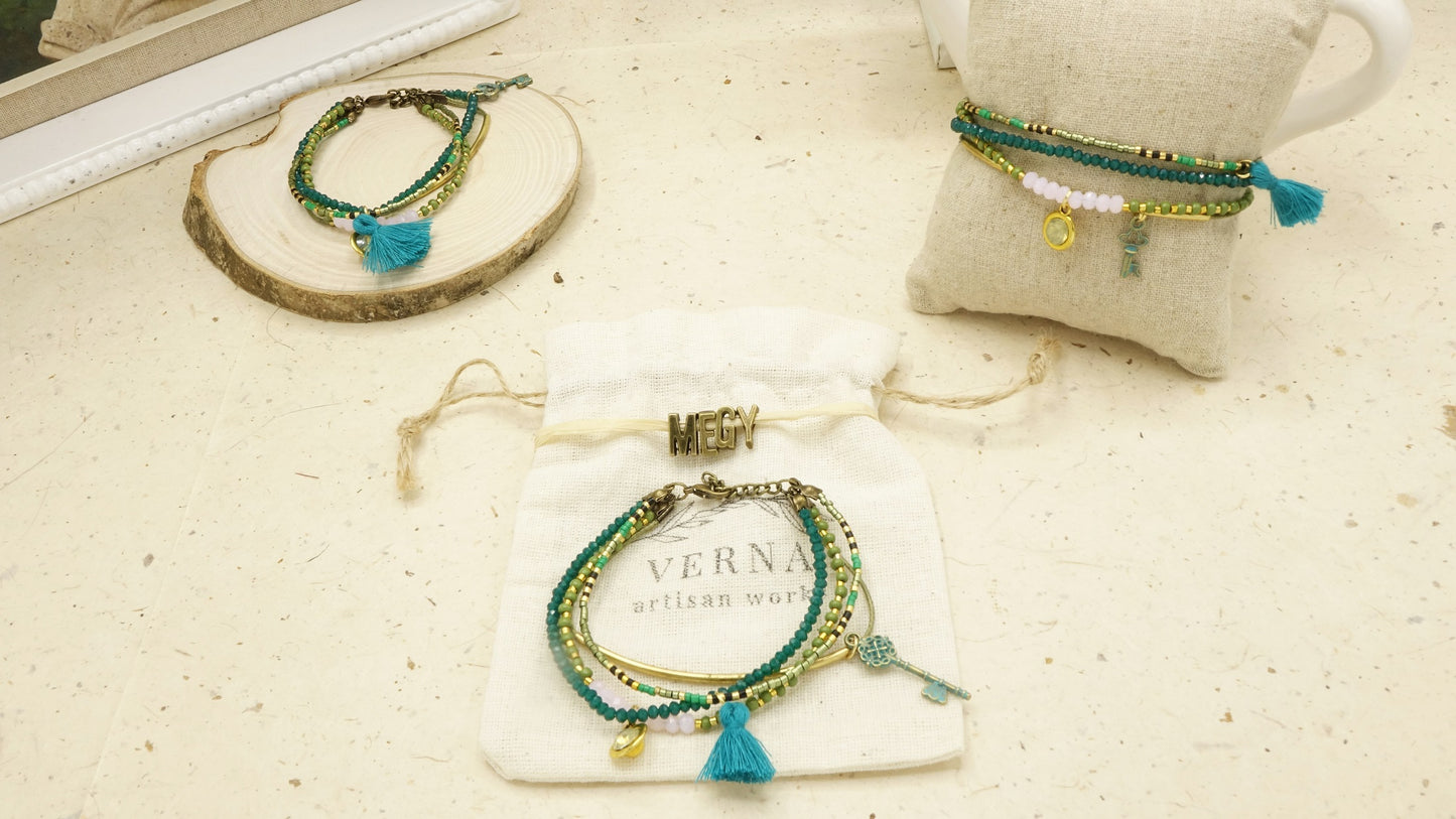 Botanical Style Beaded Tassel Bracelet - Verna Artisan Works