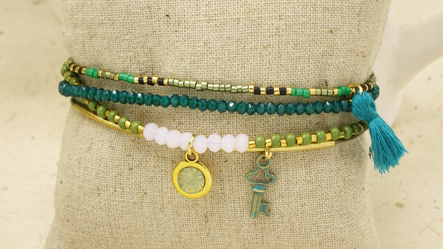 Botanical Style Beaded Tassel Bracelet - Verna Artisan Works