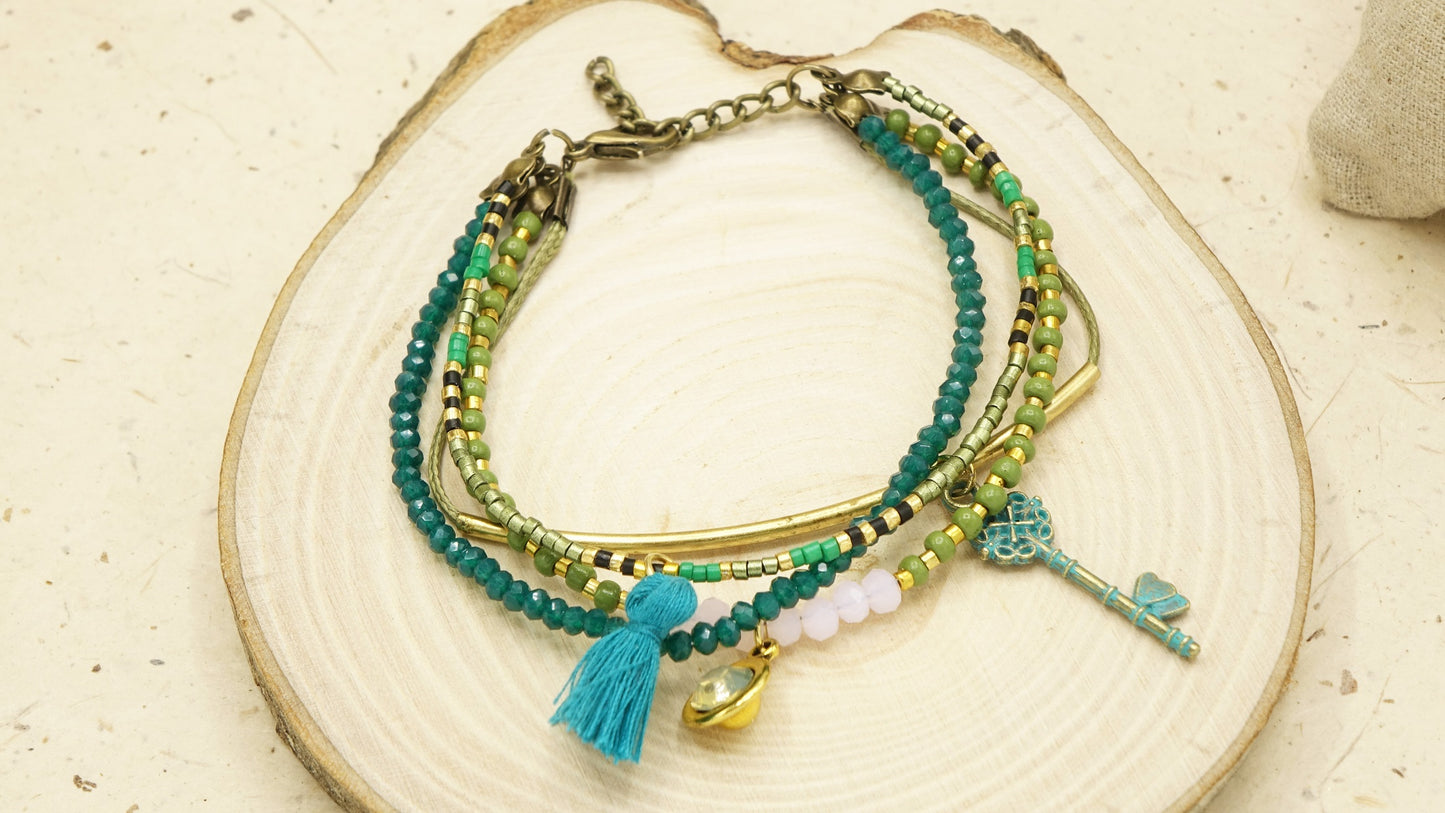 Botanical Style Beaded Tassel Bracelet - Verna Artisan Works