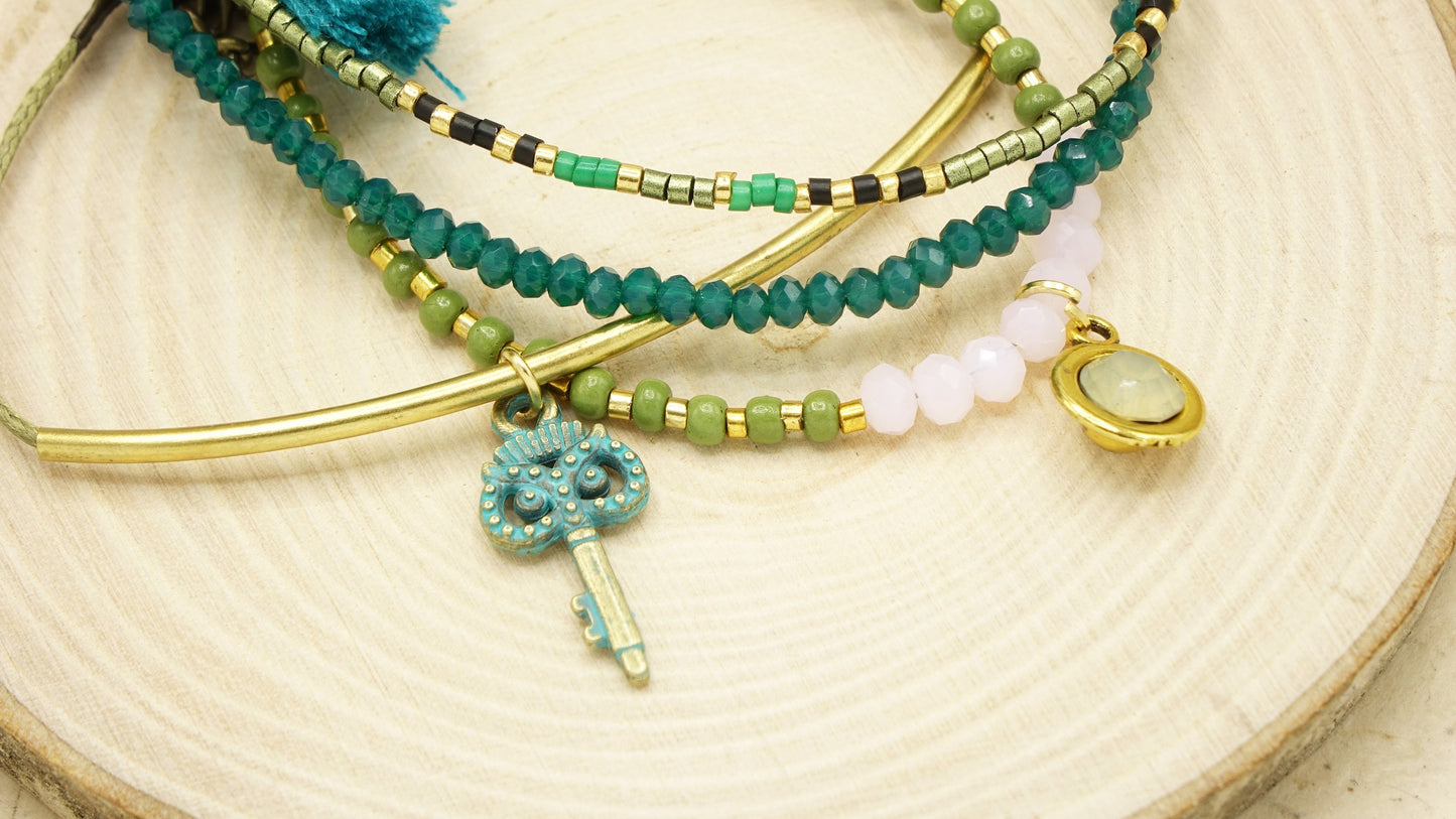 Botanical Style Beaded Tassel Bracelet - Verna Artisan Works