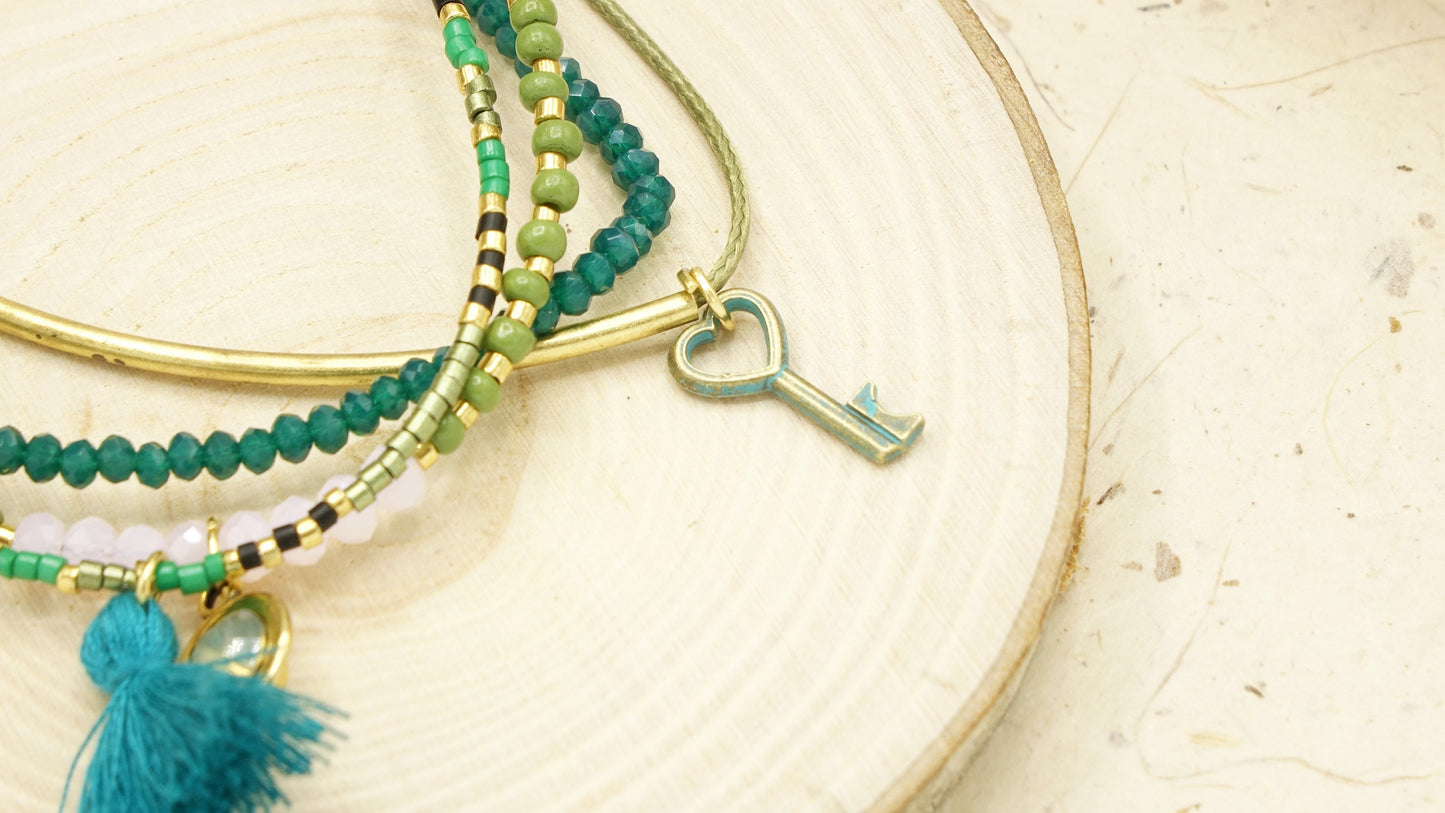 Botanical Style Beaded Tassel Bracelet - Verna Artisan Works