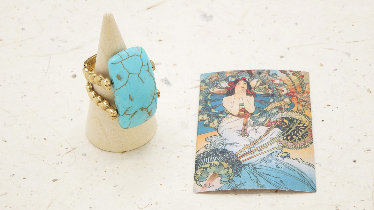 Ancient Goddess Chic Ring - Turquoise - Verna Artisan Works