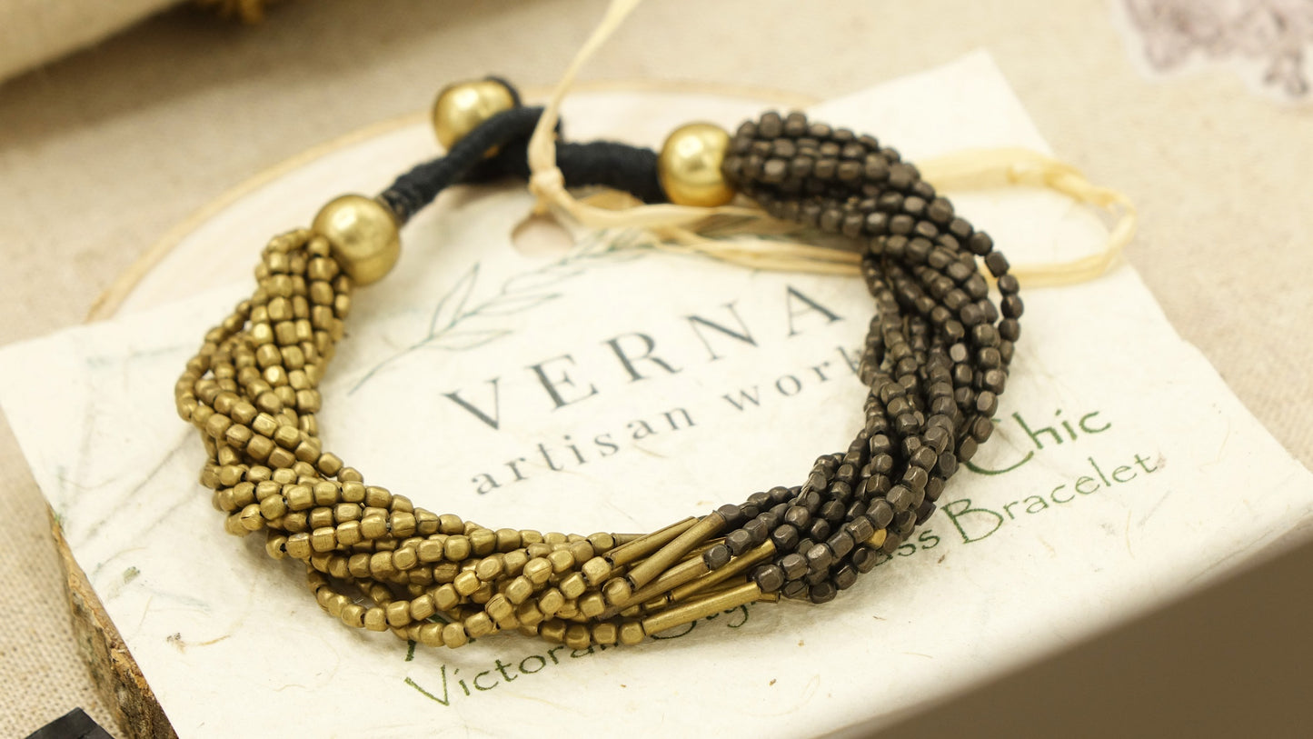 Victorian Style Brass Bracelet - Yin Yang - Verna Artisan Works
