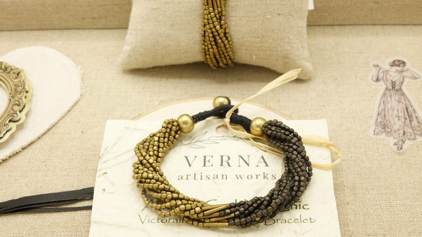 Victorian Style Brass Bracelet - Yin Yang - Verna Artisan Works