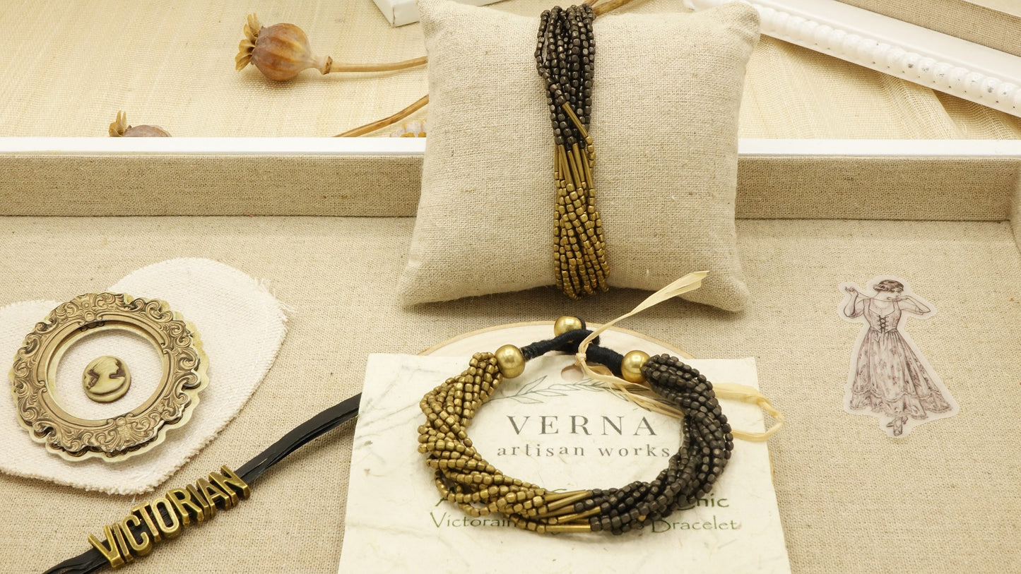 Victorian Style Brass Bracelet - Yin Yang - Verna Artisan Works