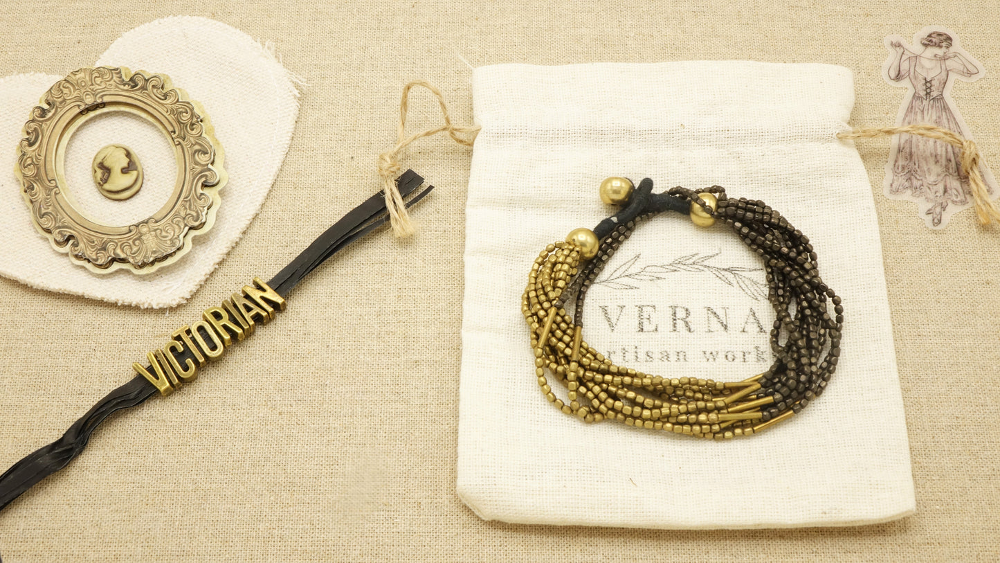 Victorian Style Brass Bracelet - Yin Yang - Verna Artisan Works