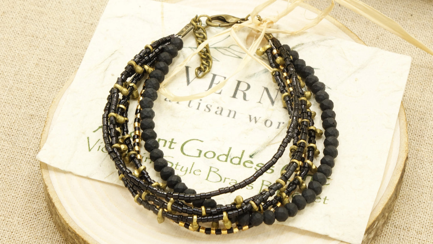 Victorian Style Brass Bracelet - Dusk - Verna Artisan Works