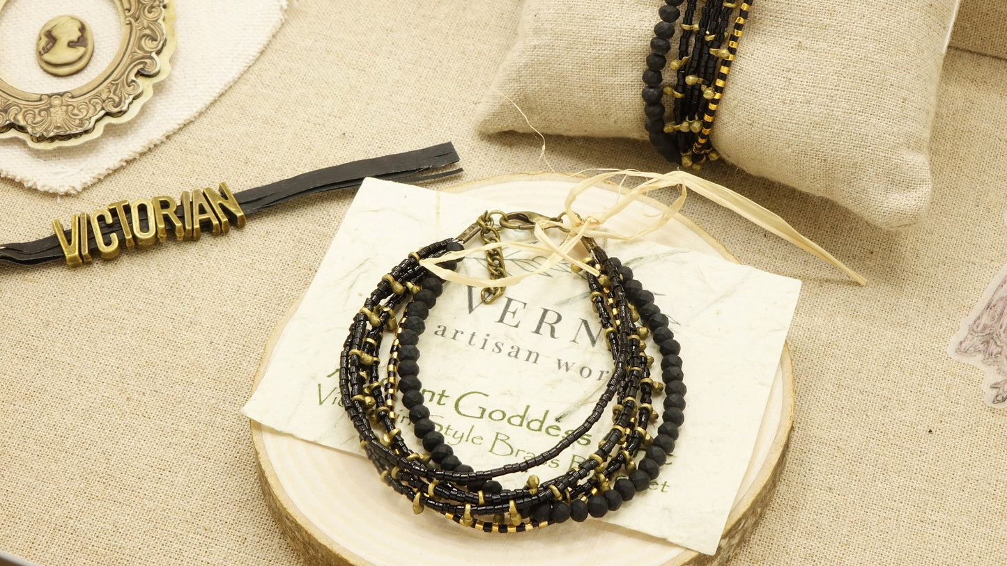 Victorian Style Brass Bracelet - Dusk - Verna Artisan Works