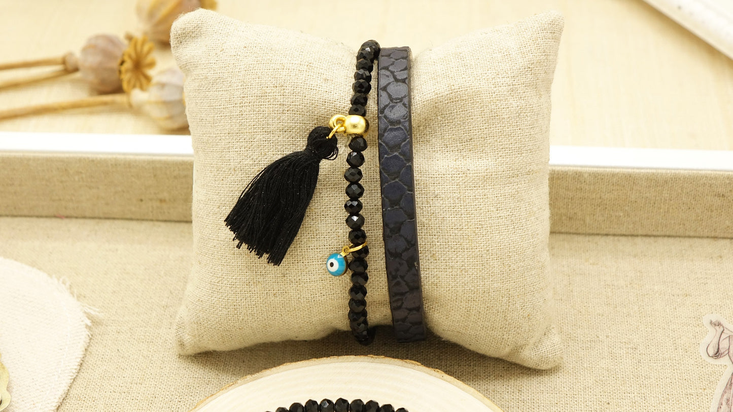 Victorian Style Bracelet - Evil Eye Tassel - Verna Artisan Works